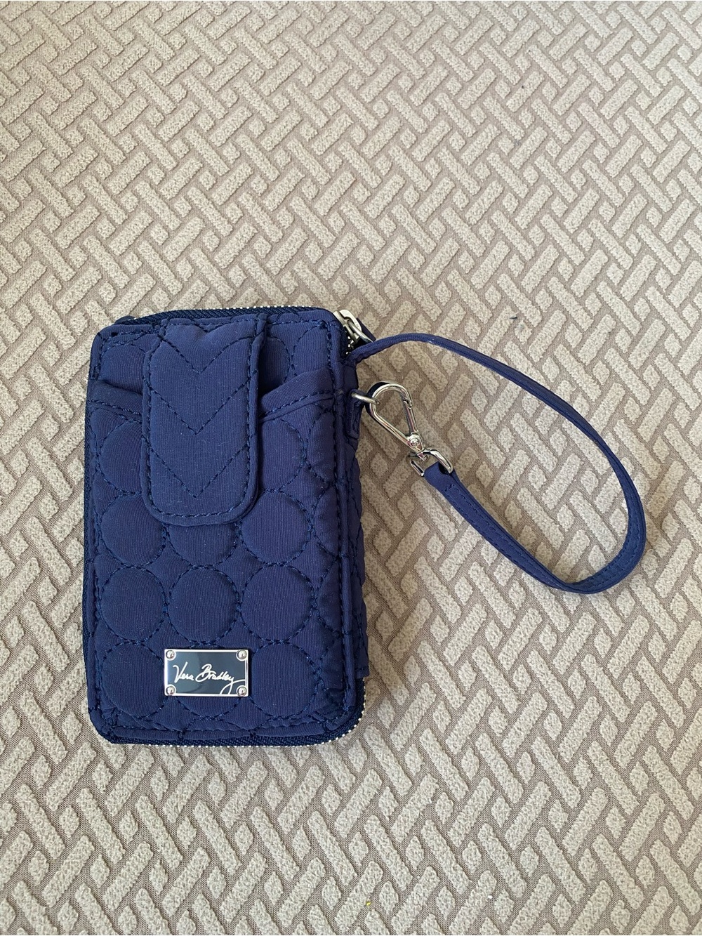 Vera Bradley Deep Navy Quilted Phone Wristlet with Strap